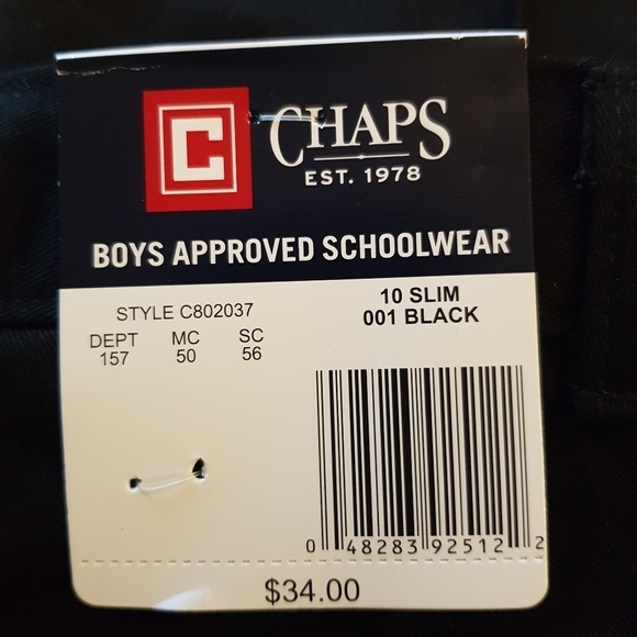 Chaps boys size 10 slim pants black dress pants school approved NEW - Picture 4 of 6